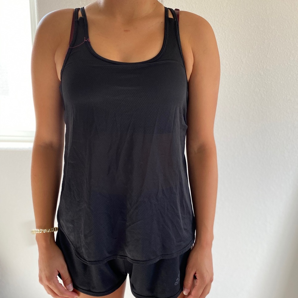 Black workout shirt with built in bra